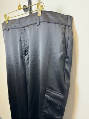 Torrid Black Satin Cargo Pants Size 18 Plus 42 Waist Stretch